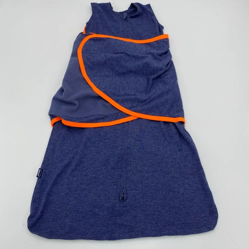 Halo Sleepsack Navy Ideal Temp Swaddle 2 Way Zipper Size 0-3 M 1.5 TOG